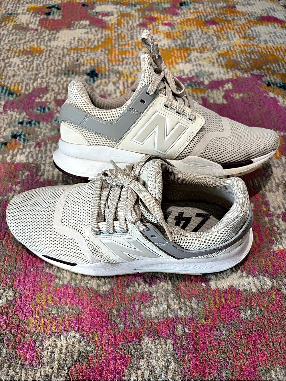 New Balance 247 Gray & White Athletic Shoes